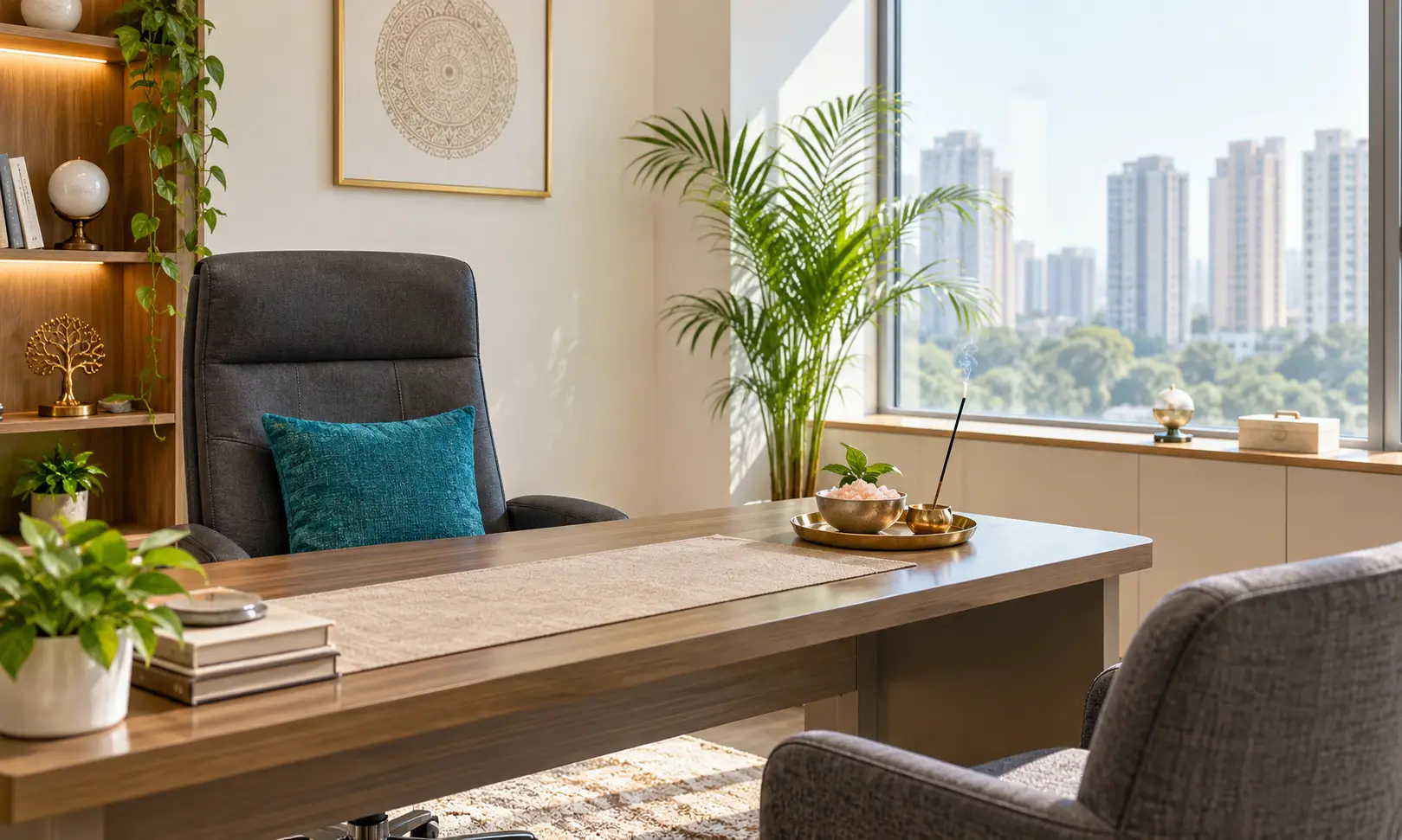 Aura cleansing in Greater Noida — a calm, uncluttered consultation room