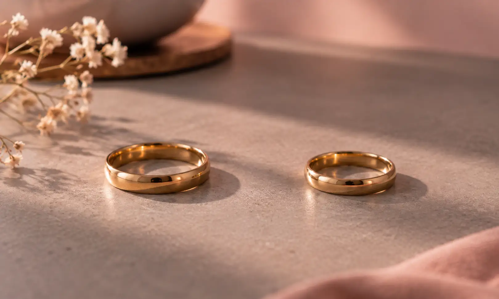 Divorce yoga in kundli — two gold rings placed apart on a grey surface