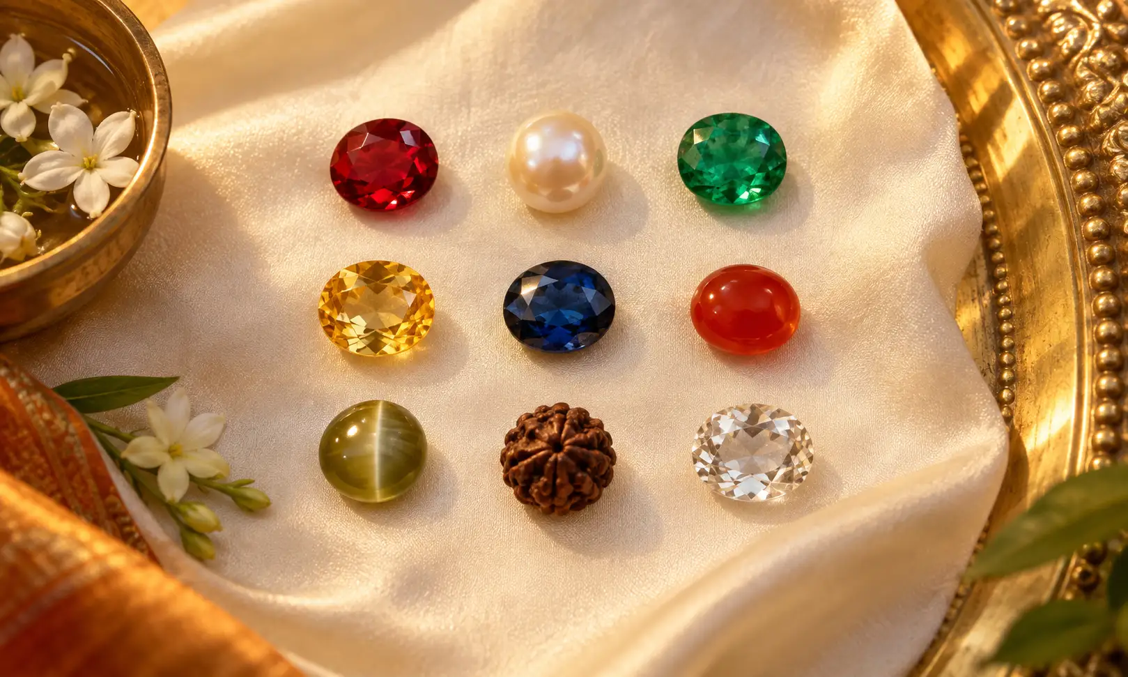 Remedies for weak planets — nine gemstones arranged in a grid