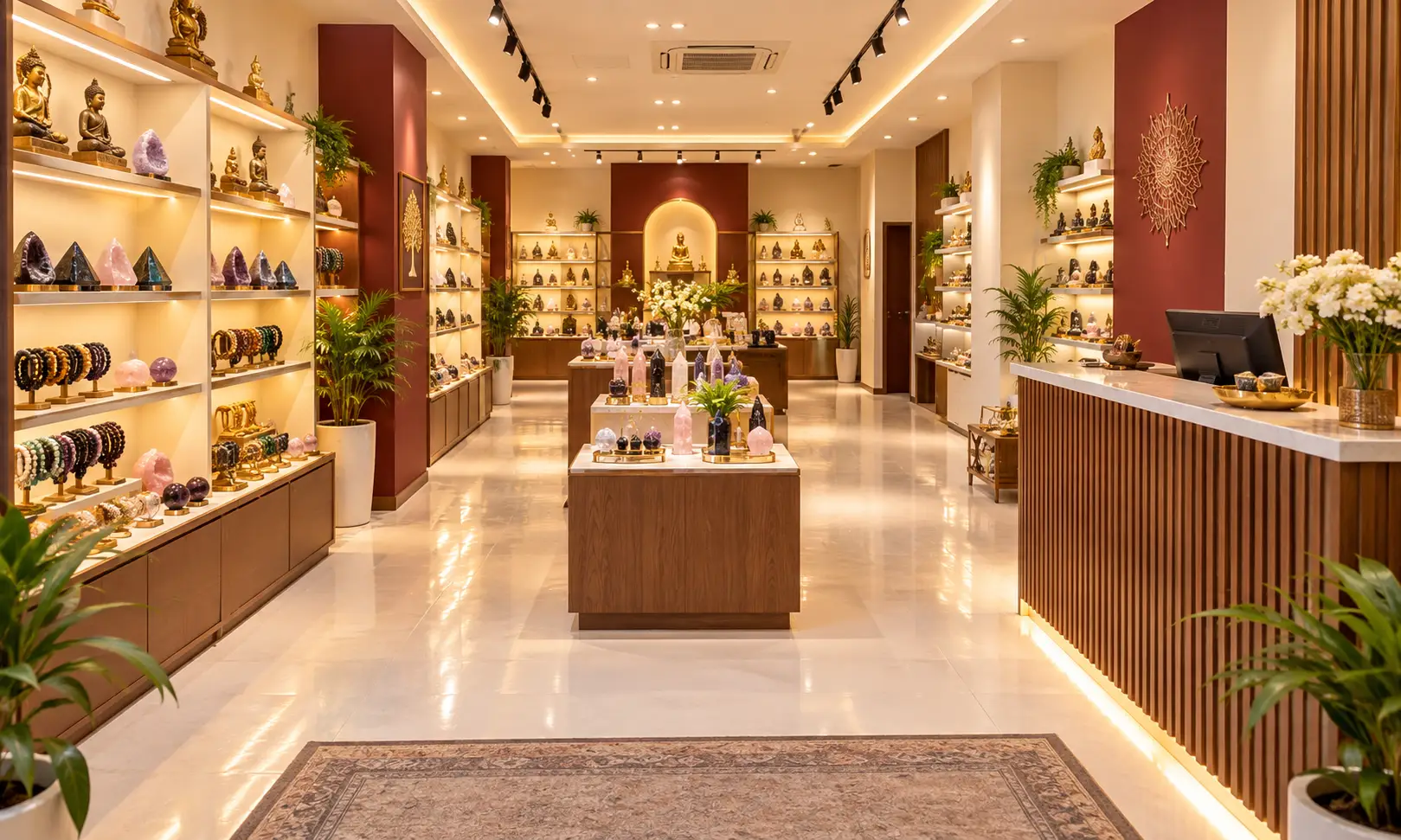 Shop Vastu showing billing counter placement and display layout for a retail showroom
