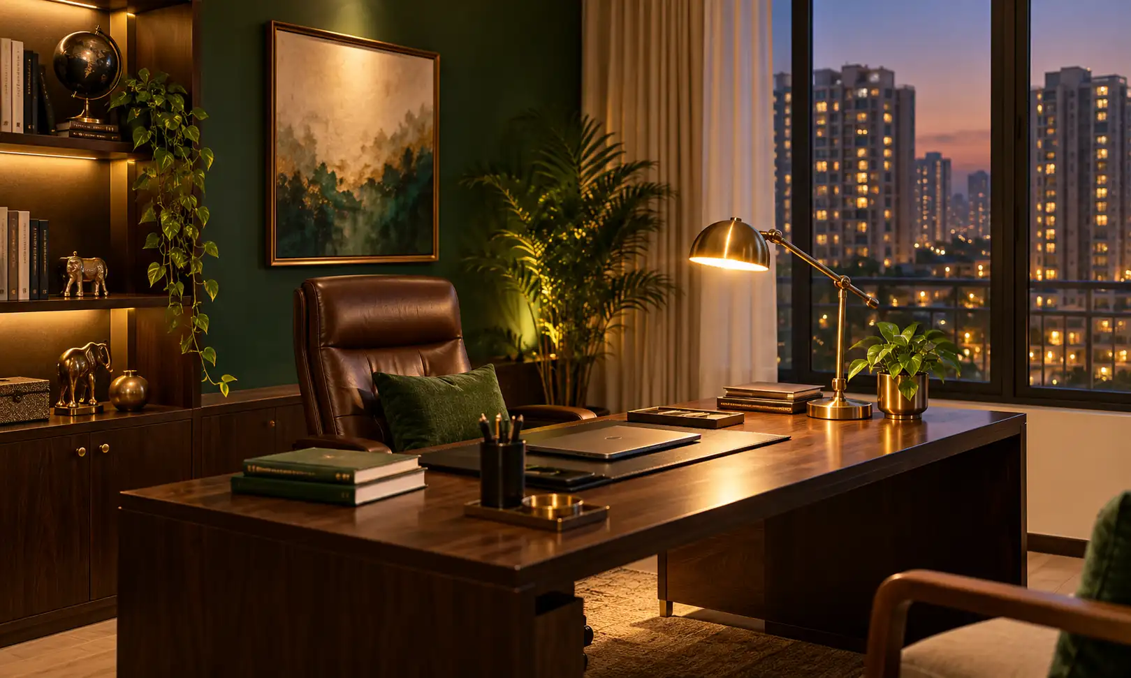 Vastu consultant for wealth in Greater Noida — elegant home office at evening