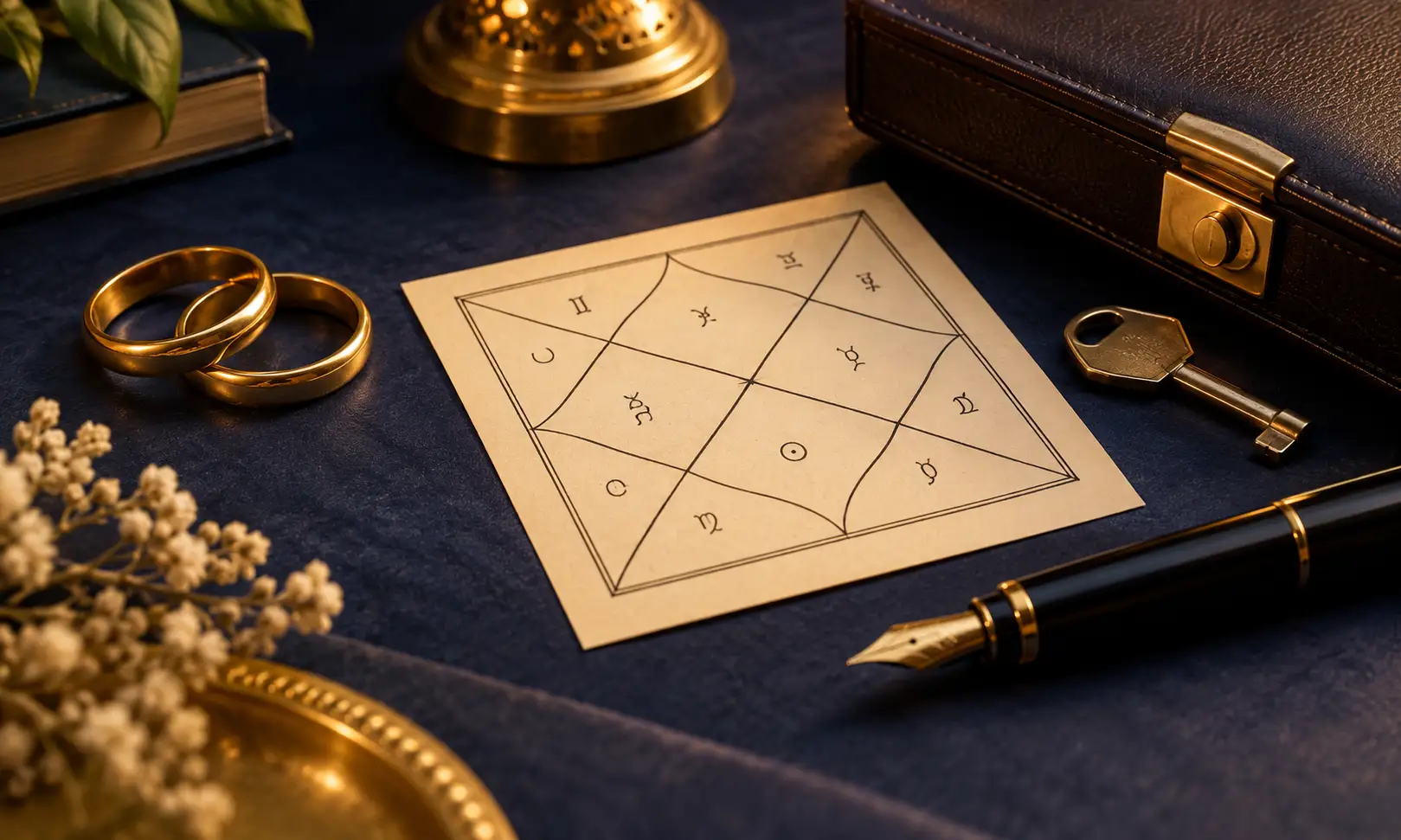 Vedic astrologer for marriage and career — symbolic still life
