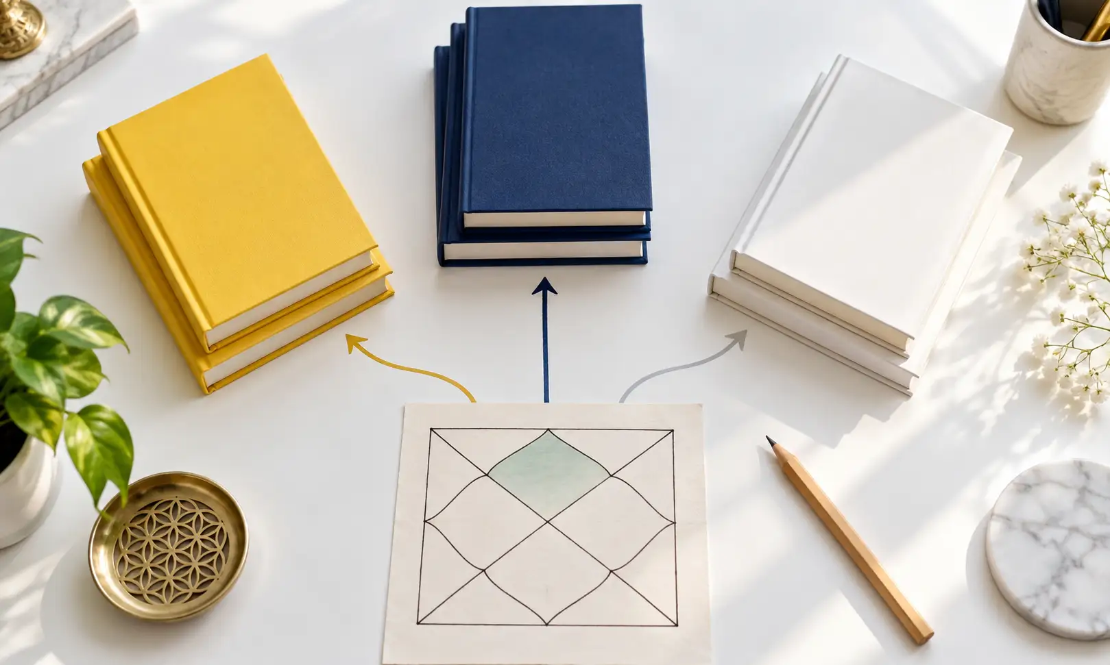 Which stream to choose as per astrology — three stacks of books as paths